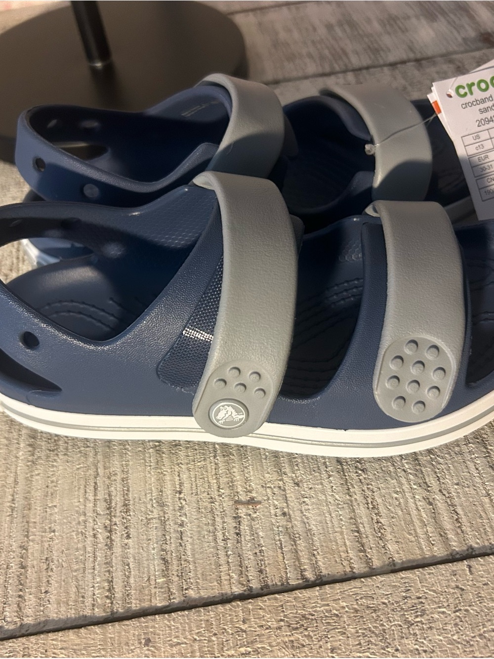 CROCS Kids Navy and Light Gray Double-Strap Sandals